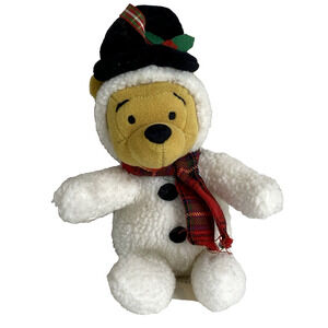 Vtg Winnie The Pooh Snowman 8" Bean Bag Plush Walt Disney Mouseketoys Scarf Hat